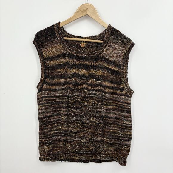 Vintage Handknit Sweater Vest Medium Indie Grunge Goblin Forest Fairy Folk 90s - Picture 1 of 8